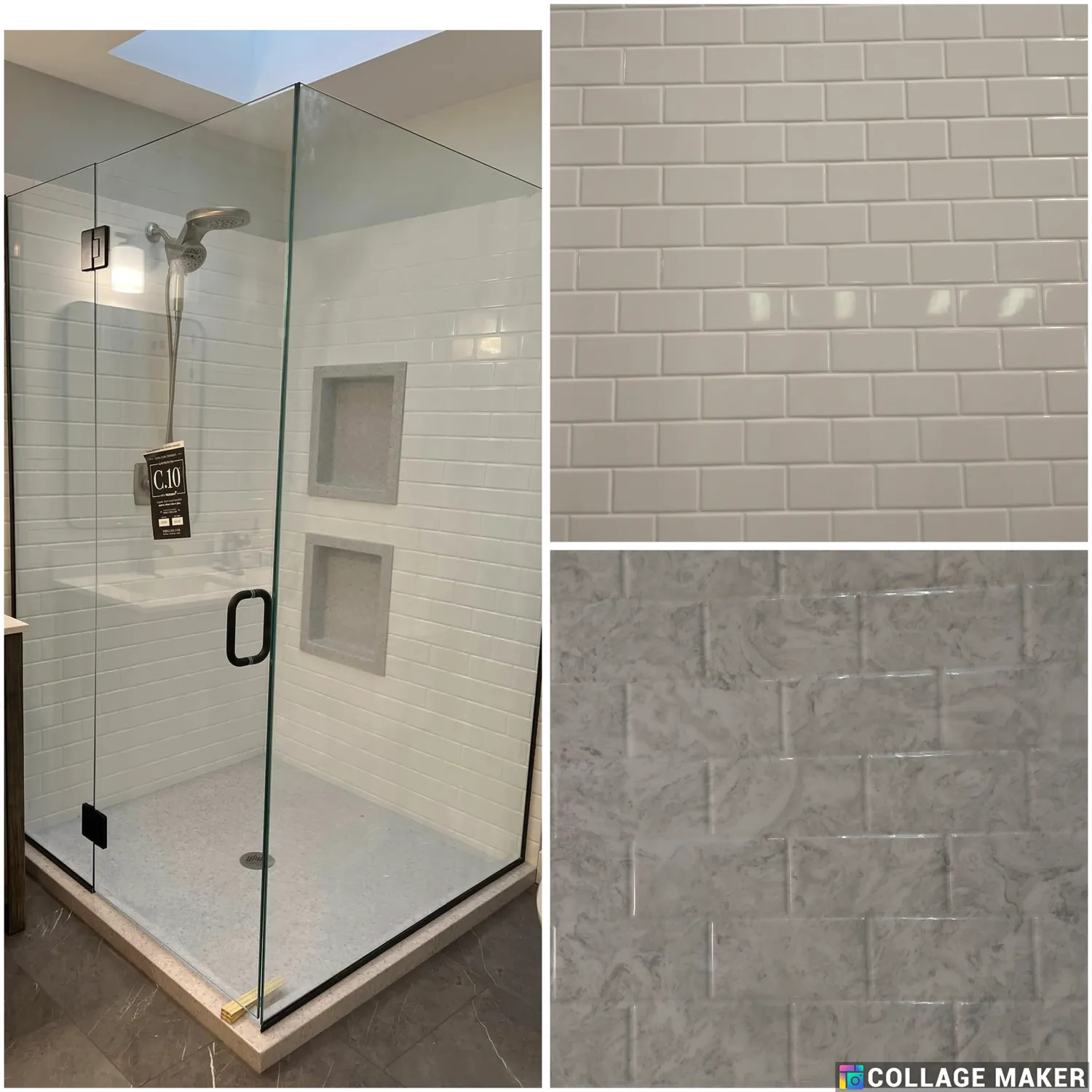 custom shower made with our subway tile shower panels