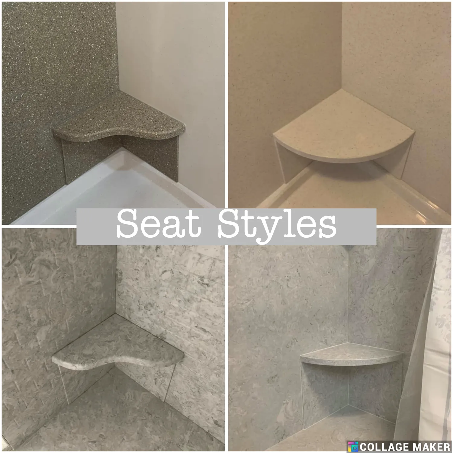 showcase of our different shower seat styles
